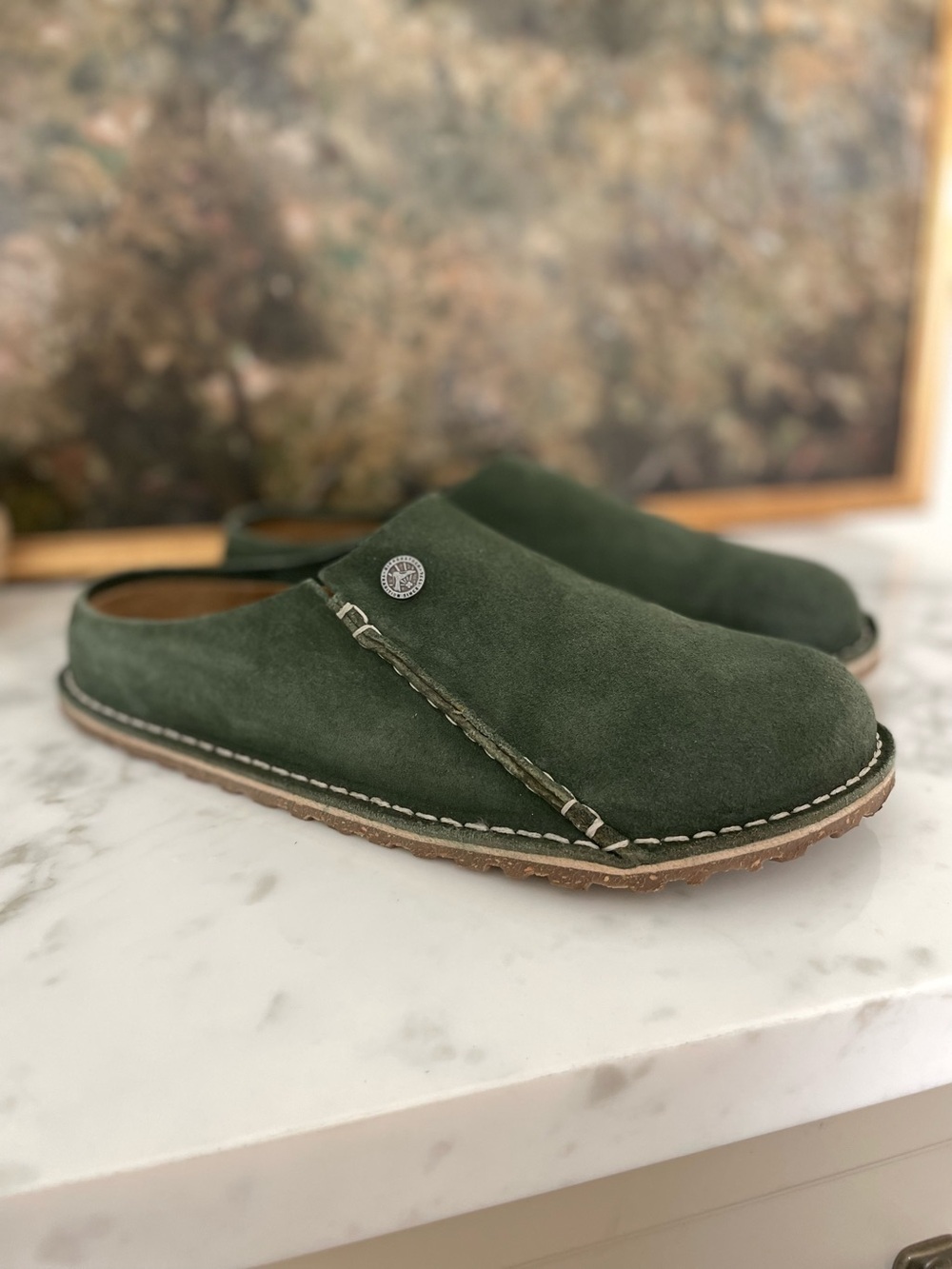 Birkenstock Zermatt Premium Clog Green Thyme Suede Moccasins